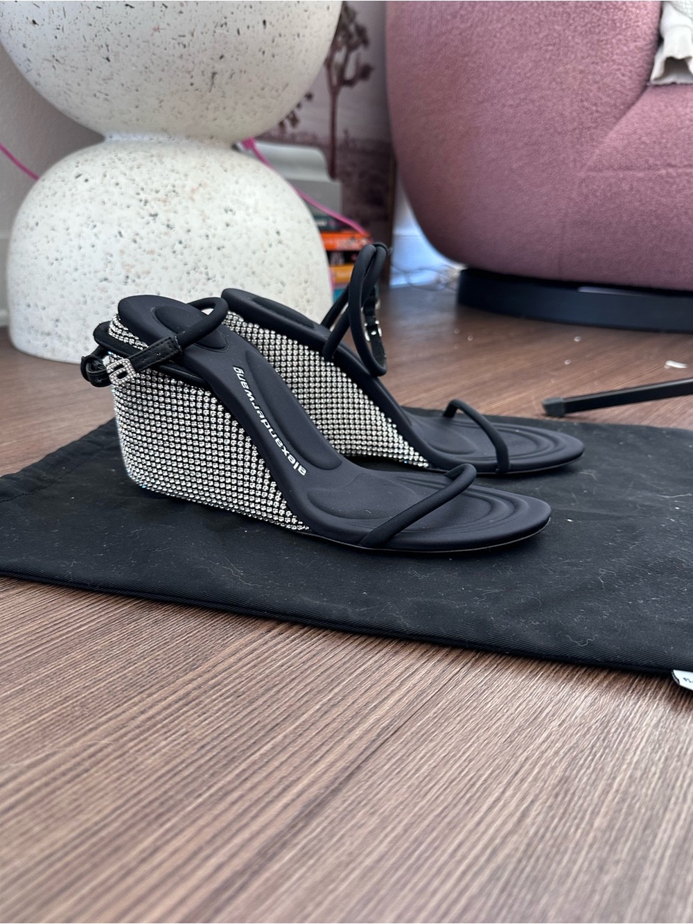 Alexander Wang Dahlia Crystal Wedge Sandals size 41